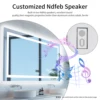 Wisfor LED Bathroom Mirror with Lights Vanity Make Up Mirror Dimmable, Smart Bluetooth Digital Display 3 Colors Memory 3