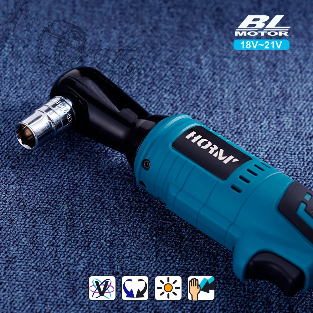 50N.m Brushless Electric Wrench 1/2'' Right Angle Ratchet Set Angle Drill Screwdriver Removal Nut Repair Tool For Makita Battery