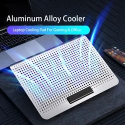 Refroidisseur d'ordinateur Portable de jeu en métal, ventilateur silencieux, tampons de refroidissement, deux ports USB, support réglable pour ordinateur Portable de 12 à 16 pouces 