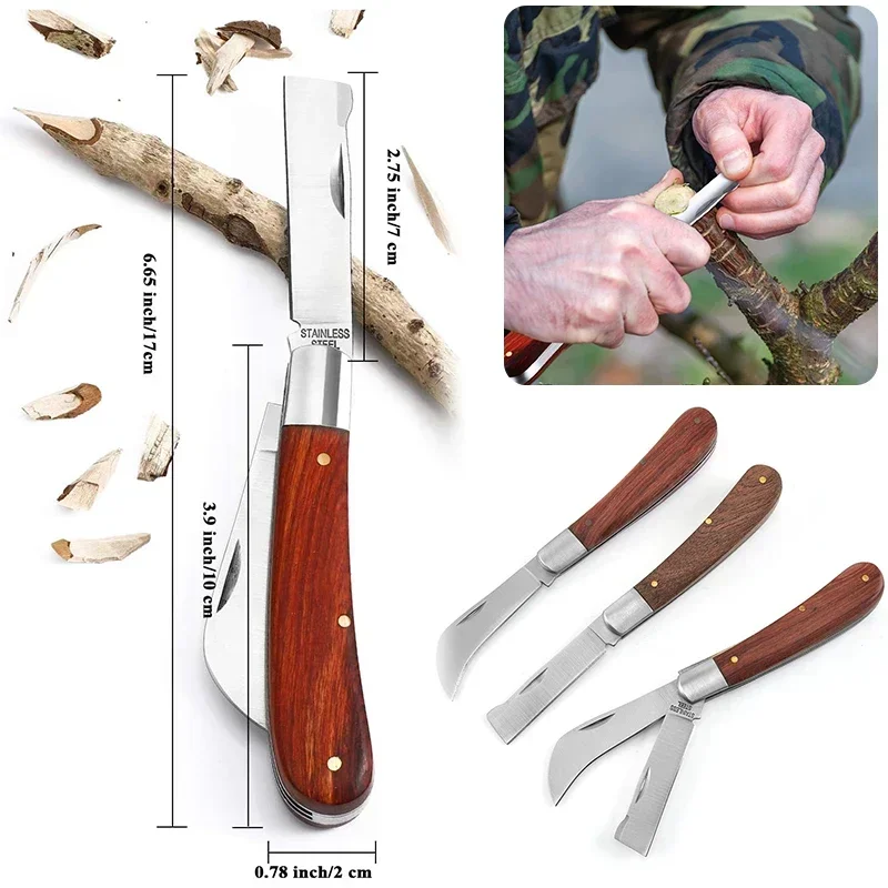 Folding Grafting Knife Grafting Tools Stainless Steel Folding Pruning Knife Bud Grafter Fruit Tree Plant Grafting Pruning Tool