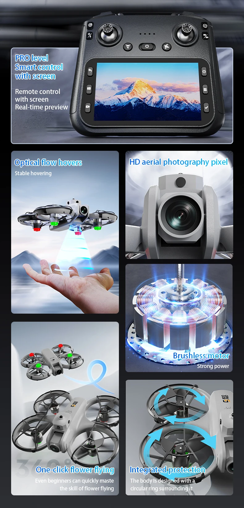 Nuevo Dron ES800 8K, cámaras HD profesionales, obstáculo de flujo óptico, protector de hélice incorporado, GPS, Motor sin escobillas, cuadricópteros aéreos