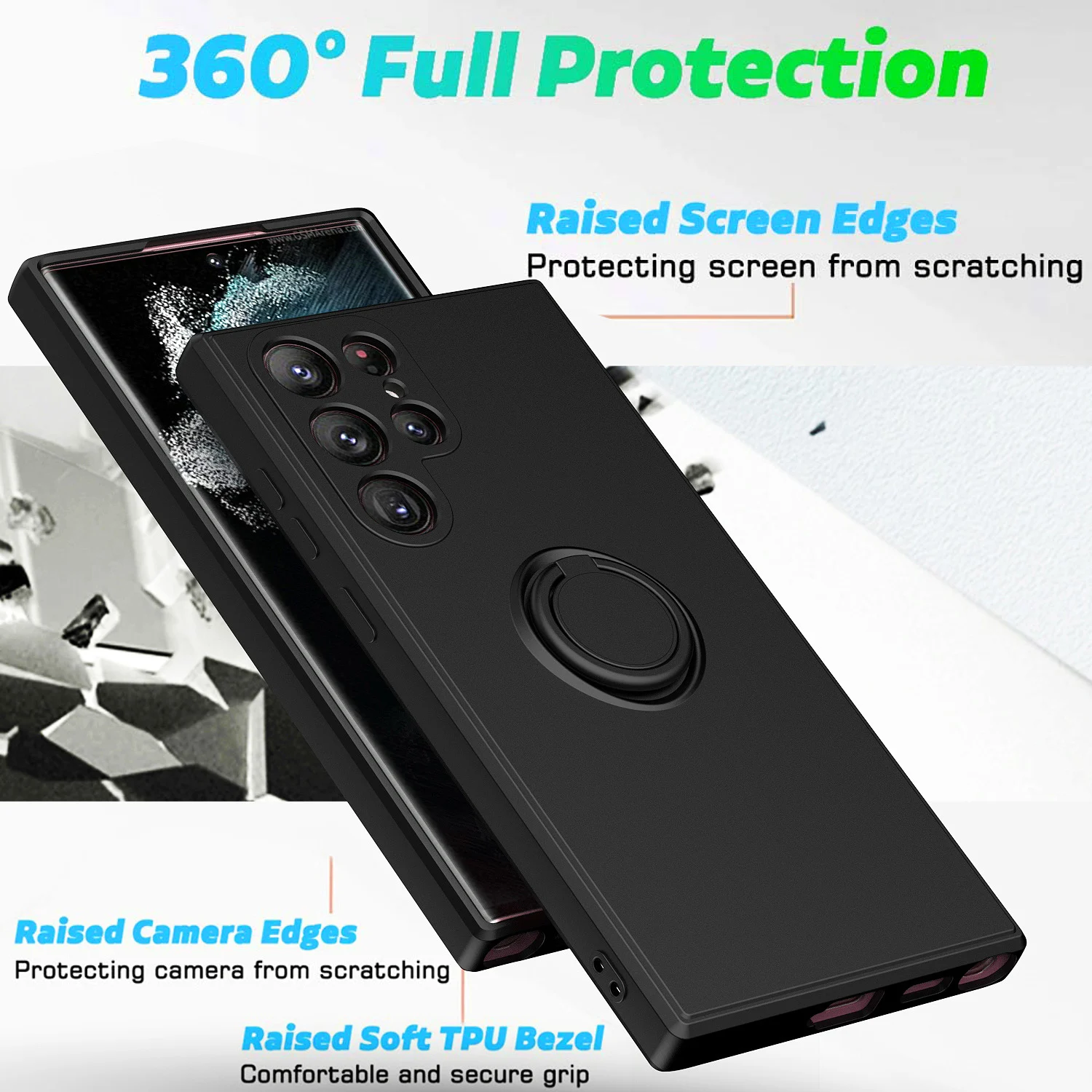 Magnetic Finger Ring Stand Silicone Phone Case Cover