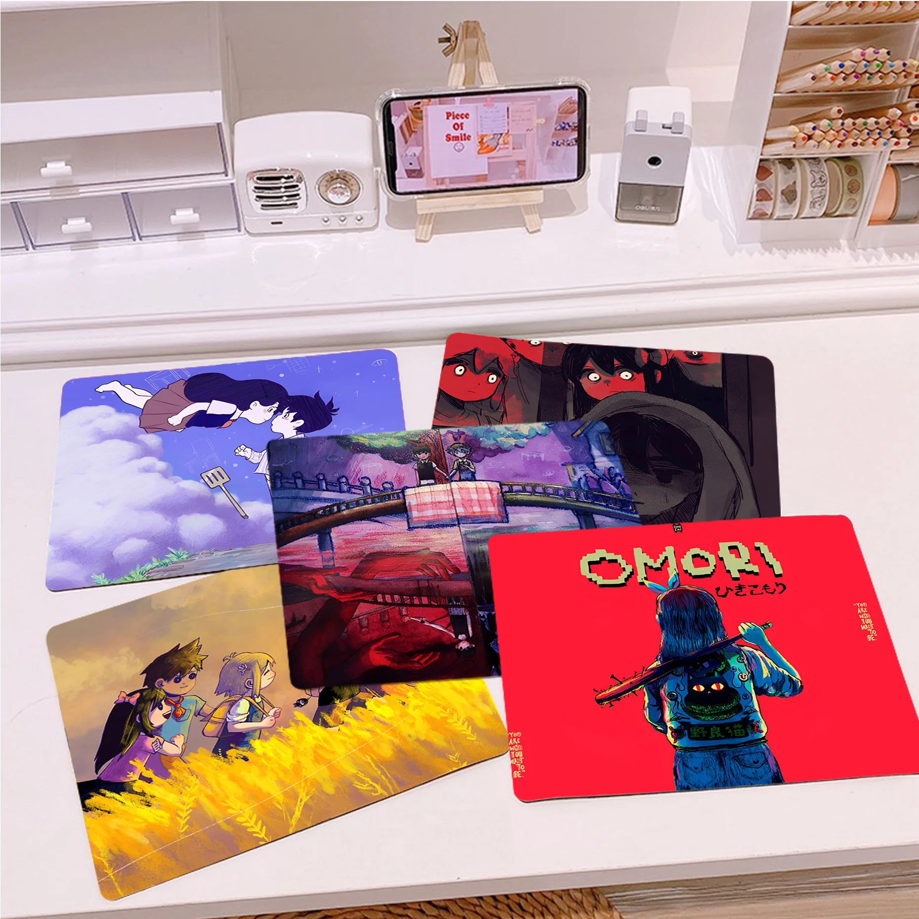 

Omori Game Anime Mousepad Small Office Computer Desk Mat Table Keyboard Big Mouse Pad Laptop Cushion Deskpad Home Decor