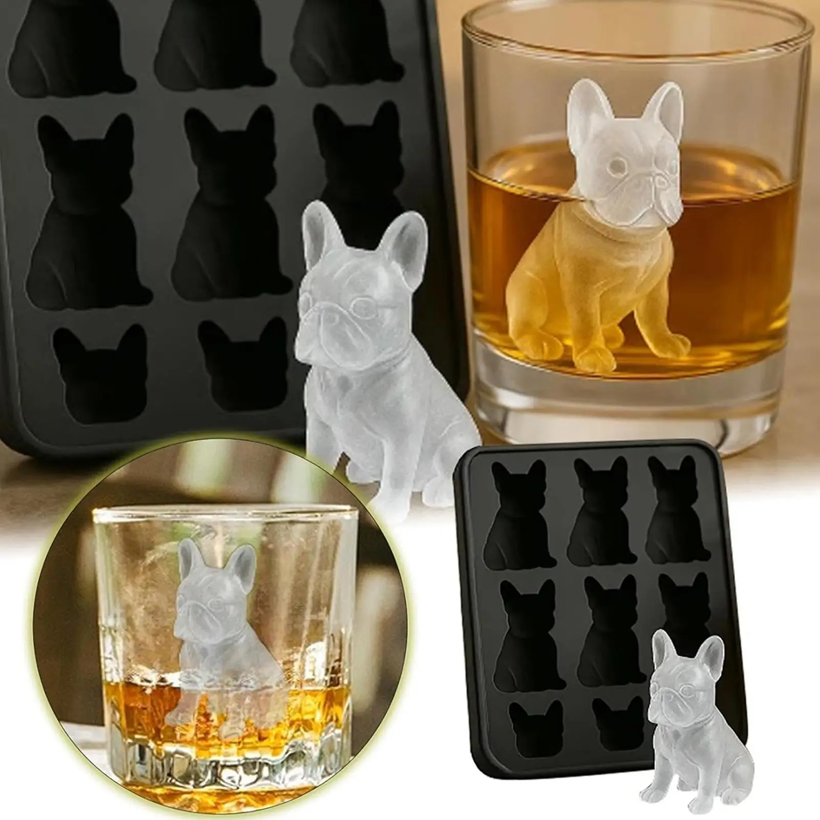 Whiskey Ice Mold 9-Cavity Funny Animal Shape Ice Mold Easy Release Food-Grade Drink Iceblock Maker Reusable Whiskey Iceblock
