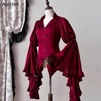 Japanese Vintage Elegant Lolita Shirt Women Victorian Gothic Flare Sleeve Blouses Female Y2k Aesthetic Casual Retro Tops Blusas 2