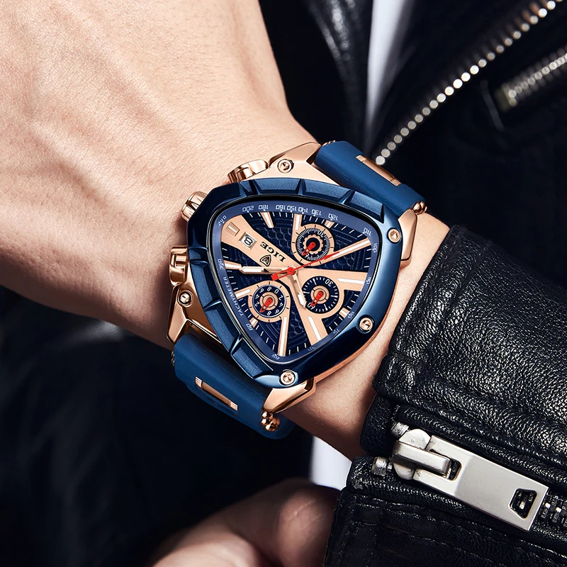 LIGE Business Sport Men's Quartz Wristwatches Fashion Military Silicone Watch for Men Waterproof Date Chronograph Montre Homme