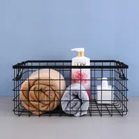 1 PC Black Iron Storage Basket Storage Basket Multifunctional Wire Mesh Desktop Storage Organizer for Home Wicker Supplies 1