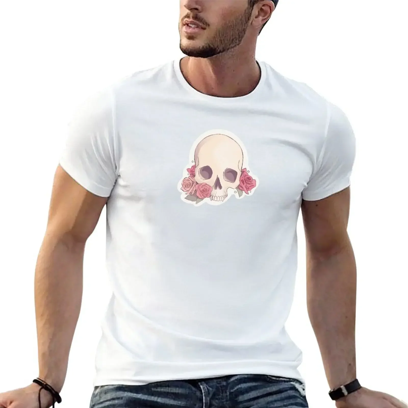 

Romantic Skull and Roses T-Shirt anime summer top quick-drying oversized t shirts for men