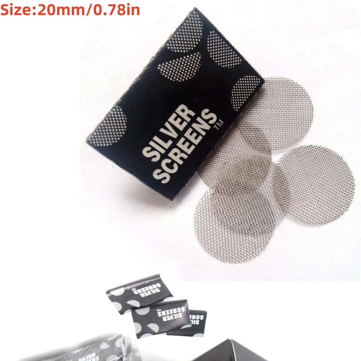 Smoking Pipe Filters Stainless Steel Metal Pipe Screen Filters 20mm Bowl Screens Gauzes Pipe Screen Filter Silver Mesh Guazes Fittings 50/100Pcs