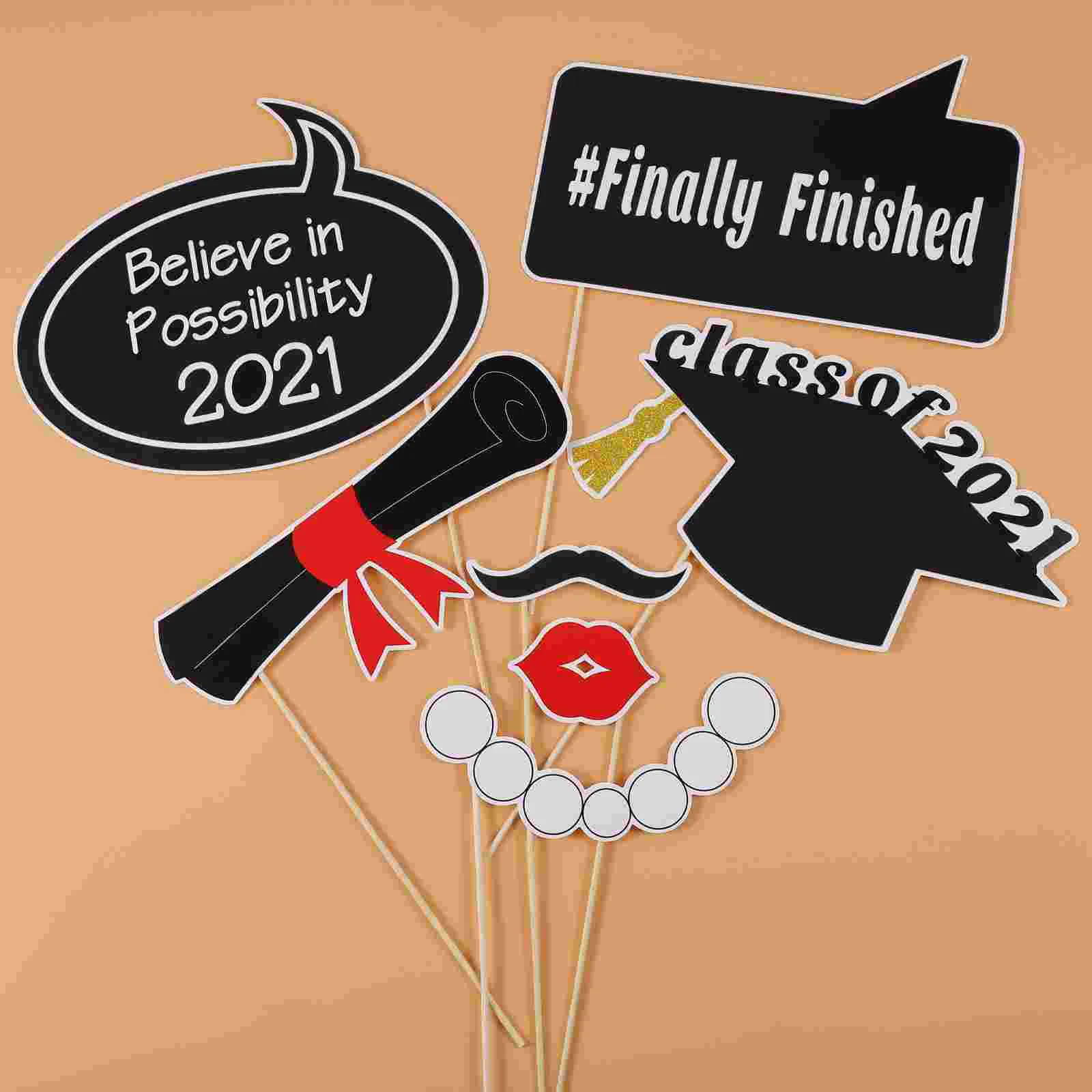 Graduation Party Props Photo for Graduates Handy Selfie Finish School Wooden Booth