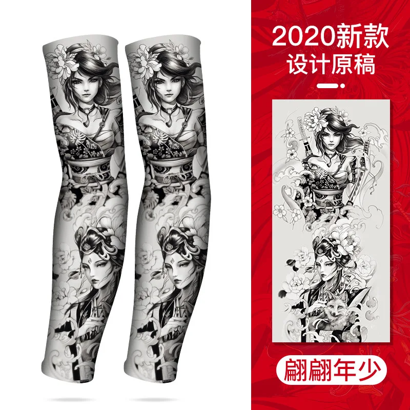 Ice Silk Summer Sun-proof Tattoo Sleeves - Cool, Personalized, Elastic Arm Gloves