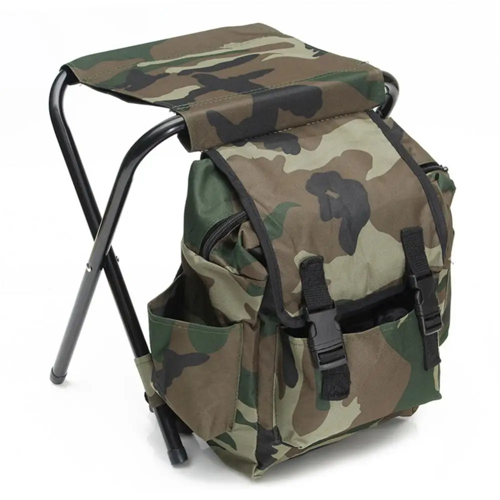 Folding Chair Portable Outdoor Camouflage Backpack Large Capacity Waterproof Practical Camping Fishing Accessories 접이식 의자 배낭