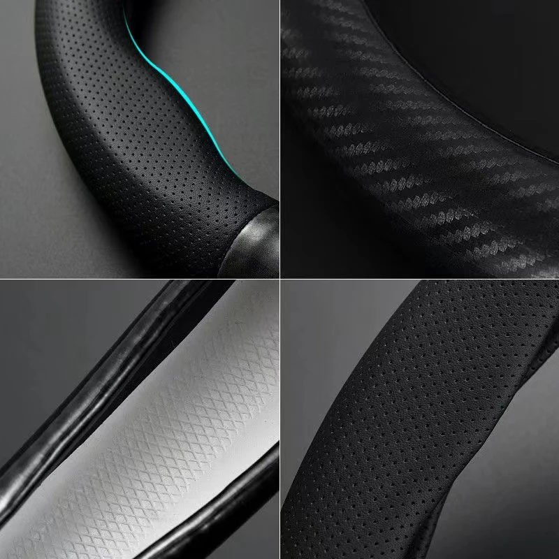 Car Leather Carbon Fiber Non-slip Steering Wheel Cover For Toyota Sport GR Sport C-HR RAV4 Avensis Prado Prius Auto Accessories