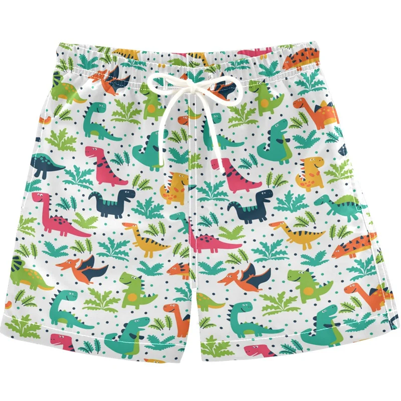 

Cartoon Dinosaur Duck Dog Graphic Beach Shorts Kids 3d Print Animal Surfing Board Shorts Men Swim Trunks Street Short Pants