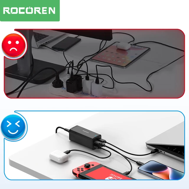 Rocoren GaN 데스크탑 충전기: GaN 기술을 활용한 빠르고 안전한 다중 장치 충전