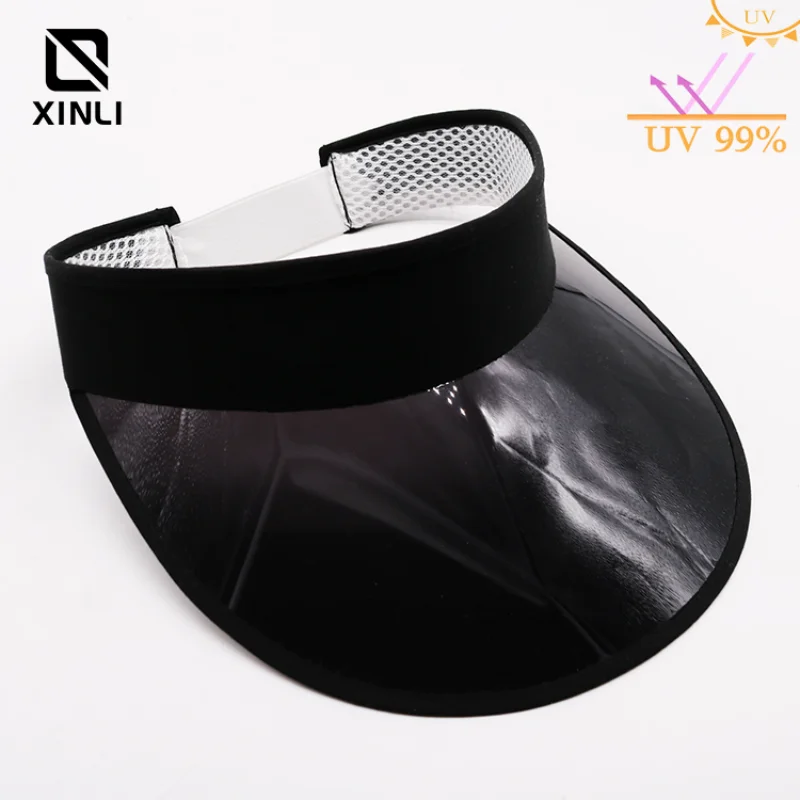 

Outdoor Black Transparent Lens Sun Hat UV-Resistant Plastic Sun Visor Hat Golf Empty Top Cap for Beach Cycling and Camping