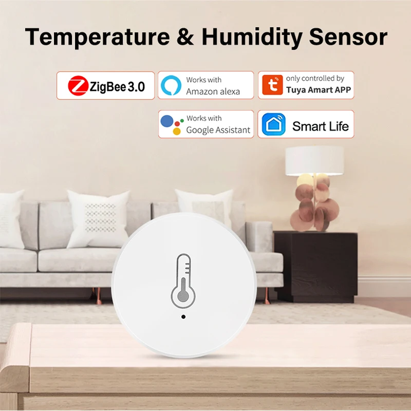 

Tuya ZigBee Smart Temperature And Humidity Sensor Battery Powered Smart Home Security System Work With Alexa Google Home Control