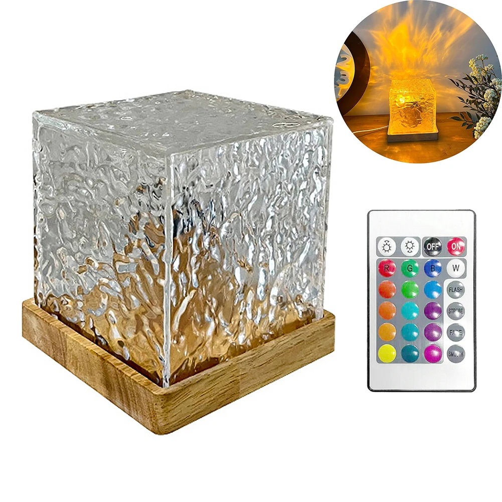 

Dynamic Rotating Water Ripple Projector Night Light 16 Colors Flame Crystal Lamp for Living Bedroom Decoration Christmas Gift