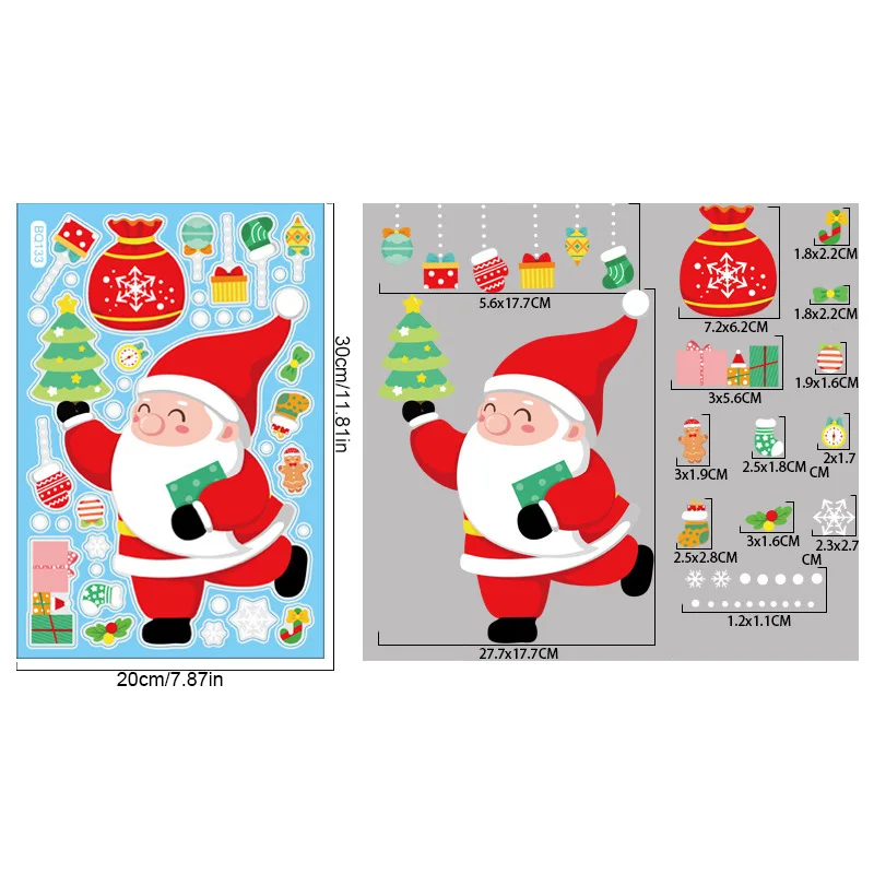 thumbnail image 1 of Calcomanía de pared navideña, Papá Noel, muñeco de nieve, árbol de Navidad, alce, calcomanías estáticas para ventanas, calcomanías de pared de Año Nuevo, calcomanías de vidrio, suministros para fiesta, 1 of 5