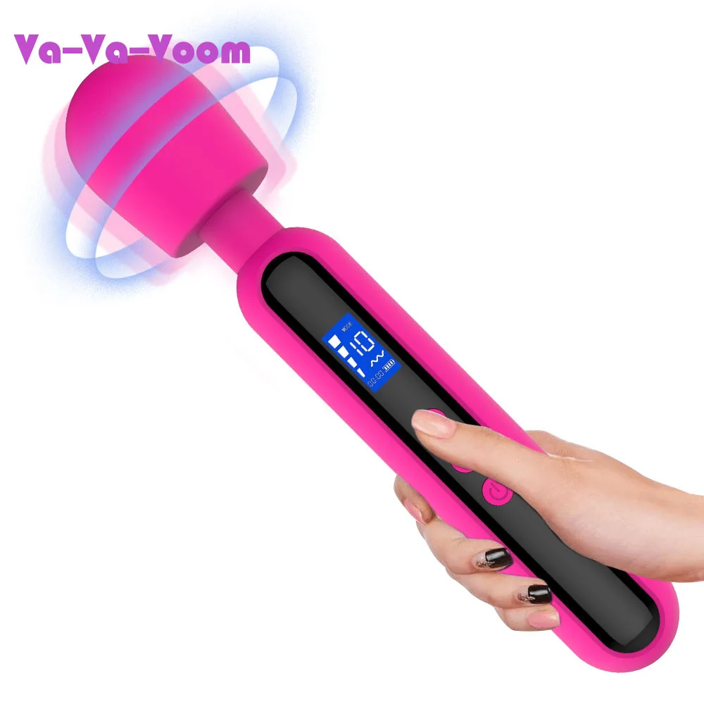 

LCD Big AV Magic Wand 10 Frequency 4-speed Vibrator Rod Female Clitoral Breast Vaginal Stimulation Masturbation Adult Sexy Toy