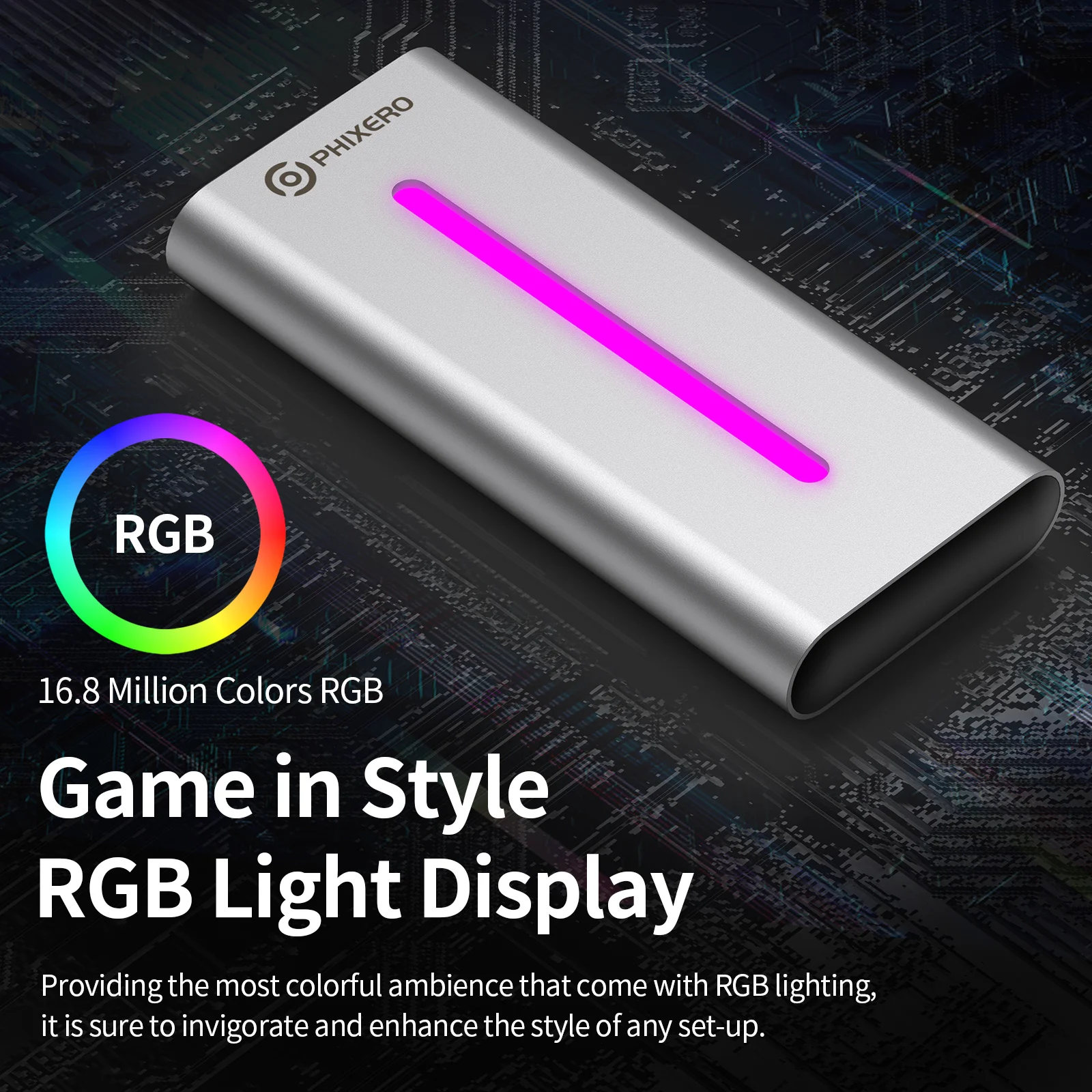 PHIXERO M.2 Nvme SSD  ϵ ̺ ̽, M Ű to USB 3.1 GEN2, C Ÿ Ŭ, HD ũ Ͽ콺 丮 ڽ, RGB Ŀ, 10GB M2