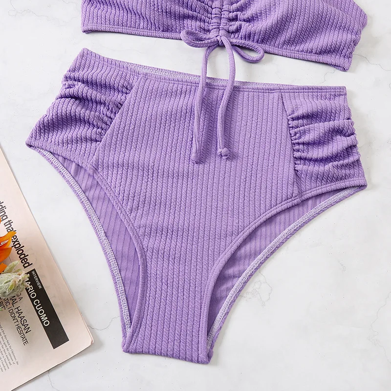 Swimsuit for Women Tie Front Shorts Bikini Two Piece Swimwear Athletic Bathing Suits High Waist Swimming Suit