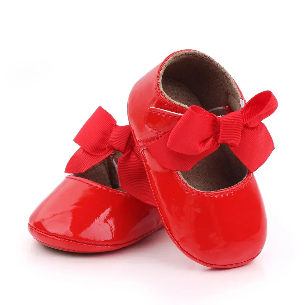PU Princess Baby Girl Shoes for Newborn for Birth Big Bow Wedding first Walker PU Leather Toddler Girl Shoes 1 Year