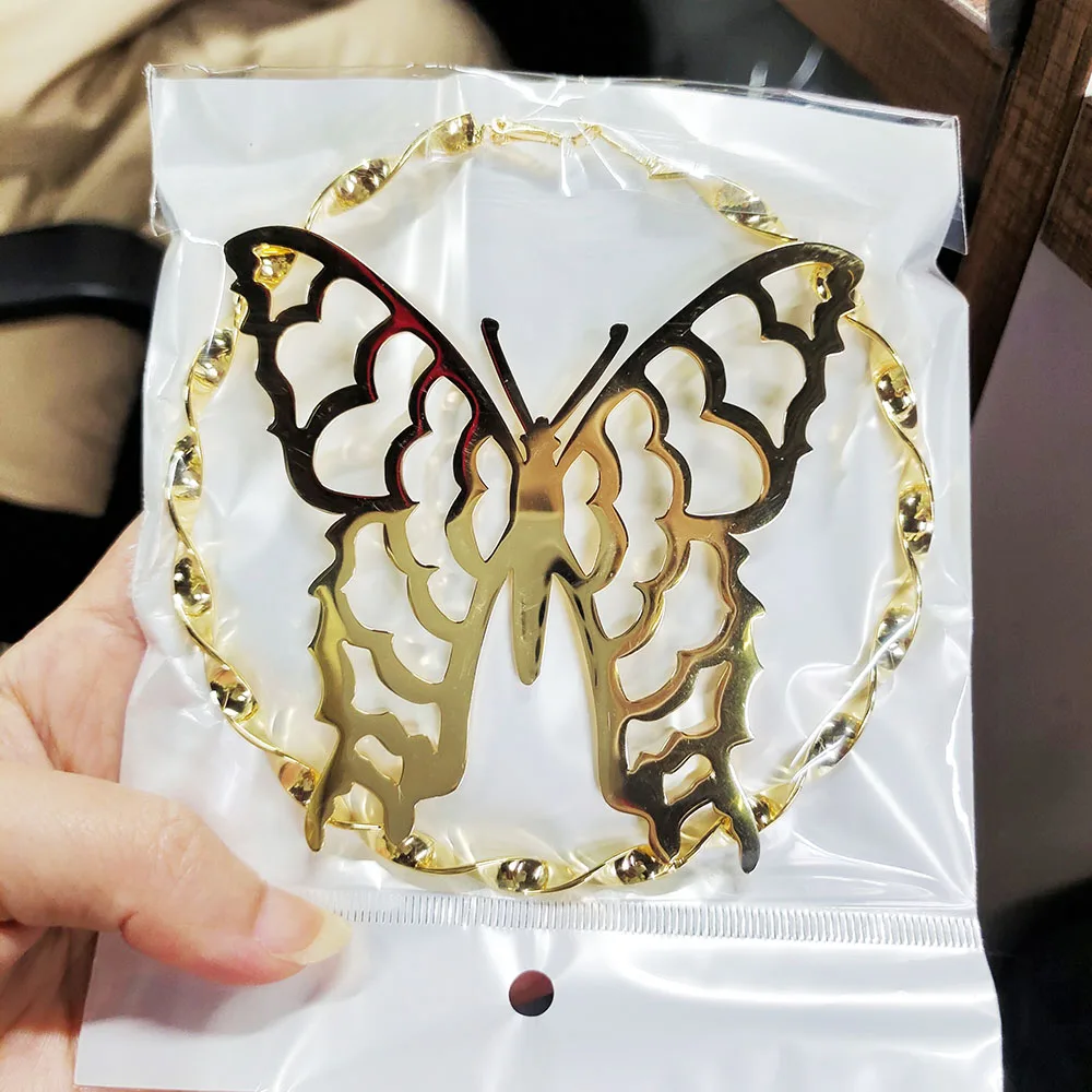 맞춤형 나비 귀걸이 트위스트 후프 귀걸이, 개성 있는 힙합 귀걸이, 20mm-100mm, 2024 신제품