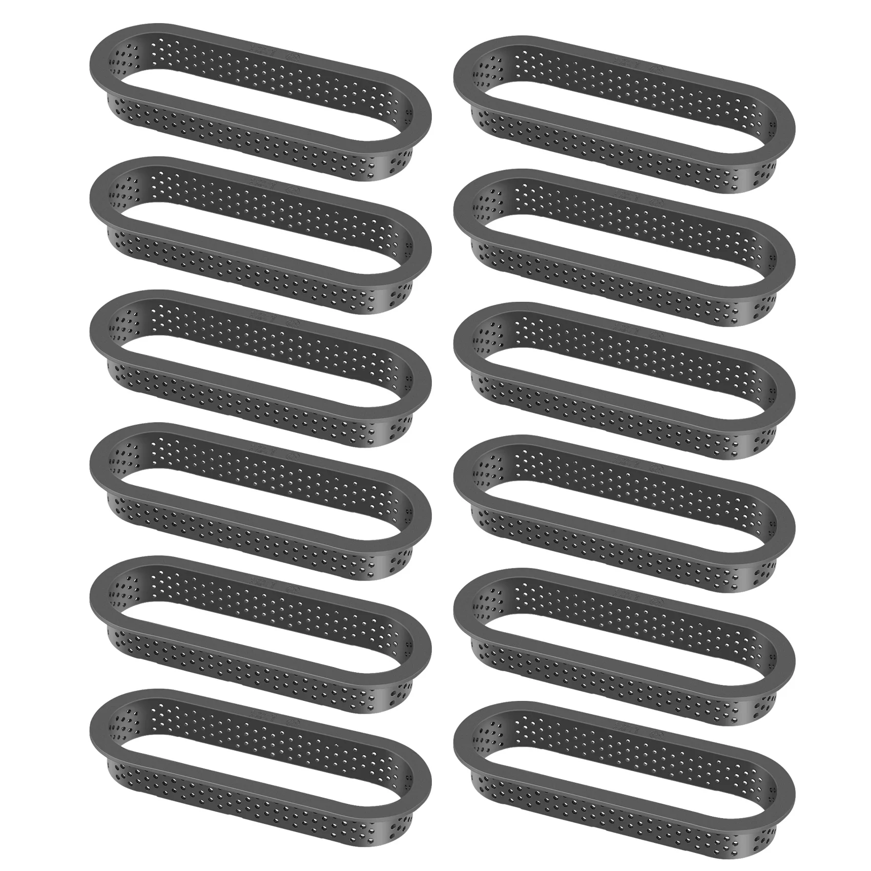 12 Pieces Oval Tart Rings Heat-Resistant Perforated Cake Mousse Ring Non Stick Bakeware Tart Mini Cake Mold Rings