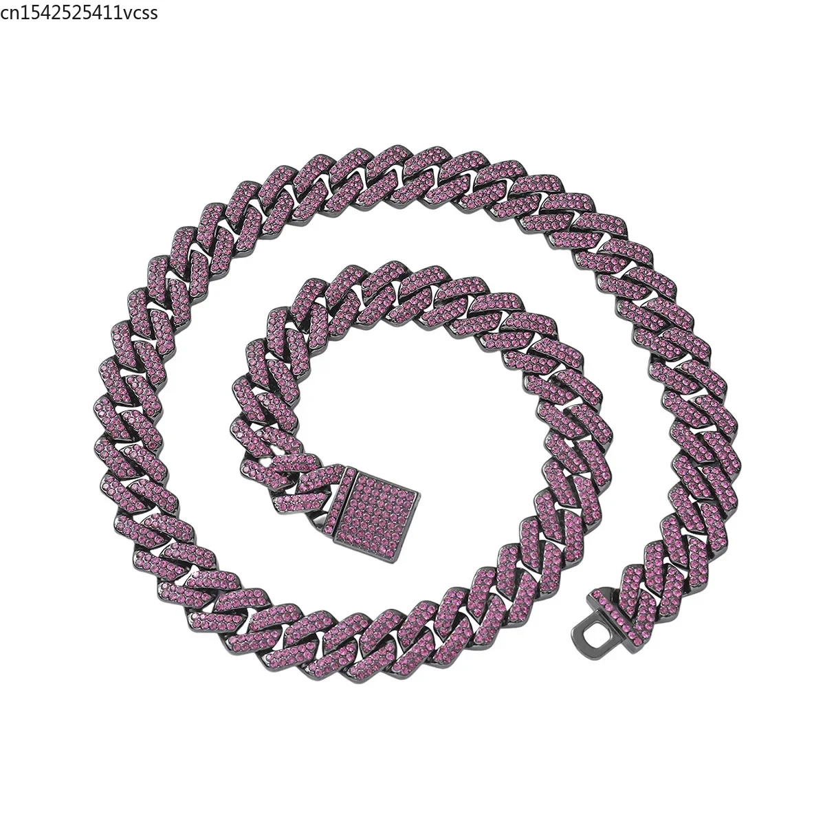 14mm 2tone Color Purple Black Iced Out Crystal Prong Cuban