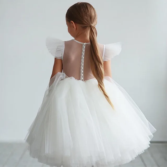Платье для девочек-подростков, детская одежда, вечерние элегантные длинные тюлевые платья принцессы для маленьких девочек, детские кружевные платья для свадебной церемонии 1