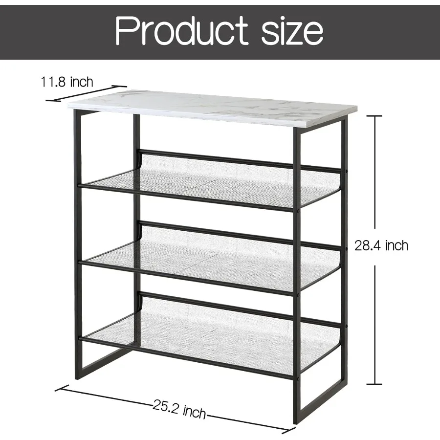 4 Tiers White Marble Shoe RackFreestanding Organizer MultiPurpose Adjustable Flat and Slant Storage Rack Shoe Shelf High Heels