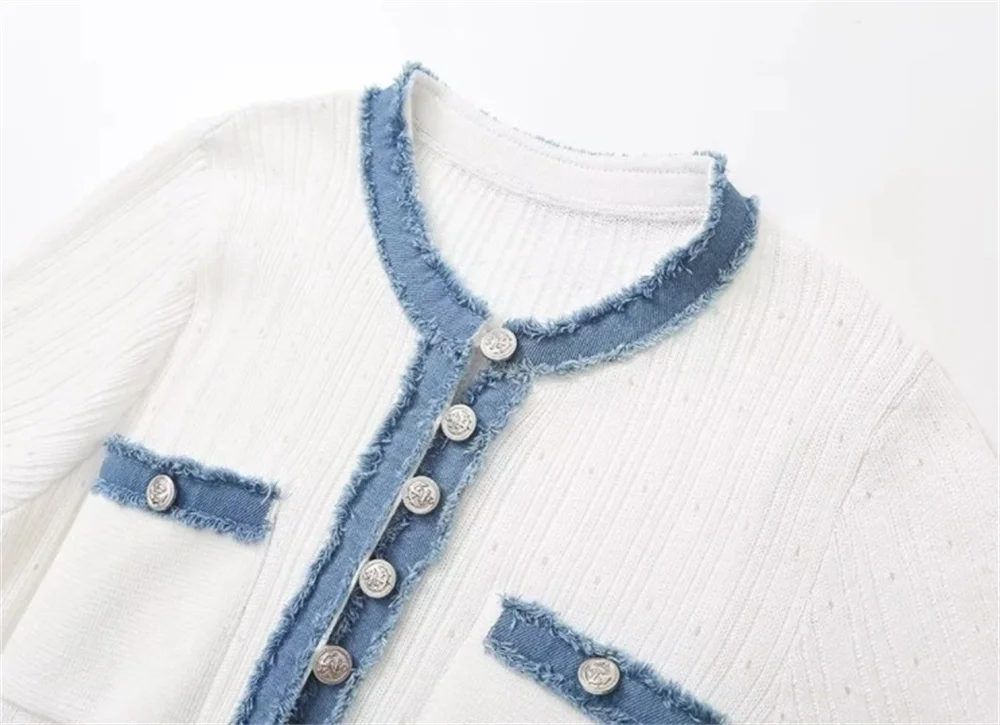 Elegante vestido largo de punto en contraste para mujer, elegante vestido ajustado con cuello redondo, manga corta y botones metálicos, para oficina y para ir al trabajo.