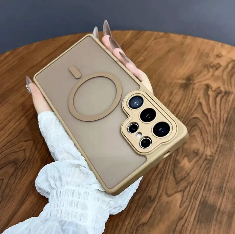 Magnetic Luxury Matte Translucent Armor Shockproof Case with Magsafe Wireless Charging Compatibility