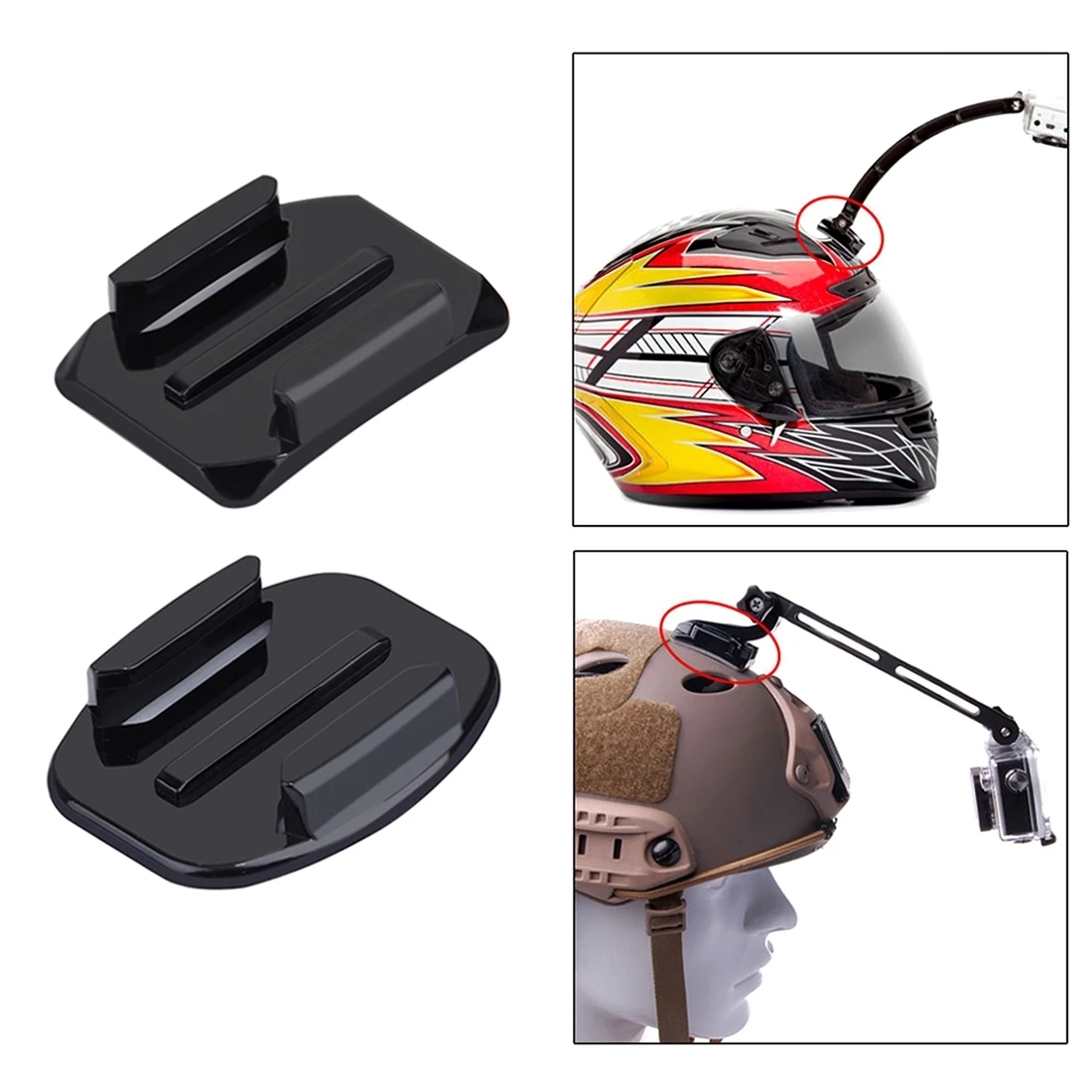 PULUZ 2 PCS Curved Surface Mounts + 2 PCS Flat Surface Mounts + 4 PCS Adhesive Mount Stickers for Action Sports Cameras Clamp Mo