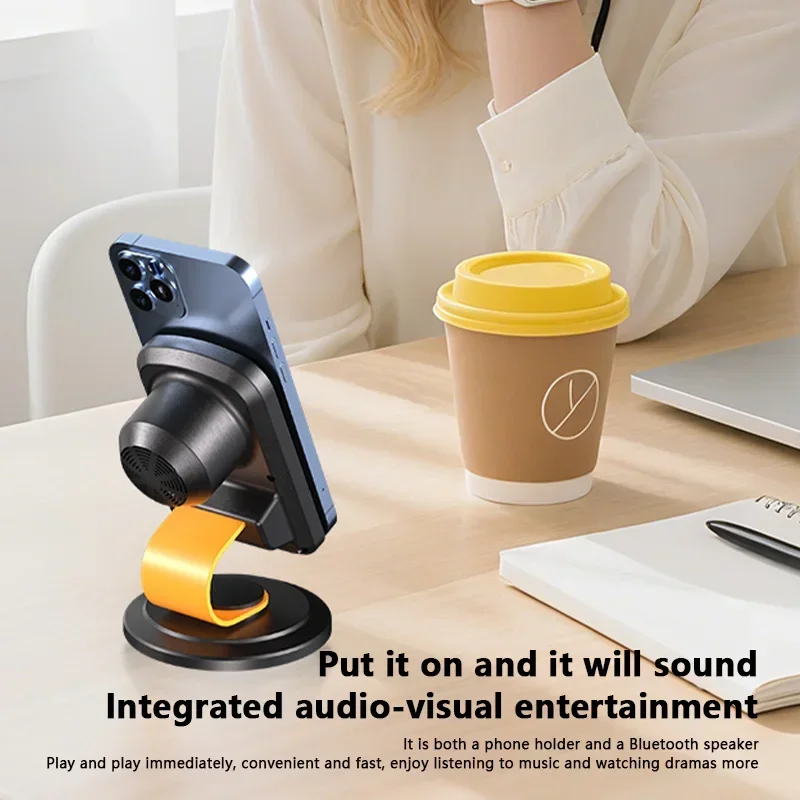 Altoparlante a induzione intelligente, portatile, wireless, Bluetooth, supporto per telefono, altoparlanti stereo multifunzione per sport all'aperto._voghion.com