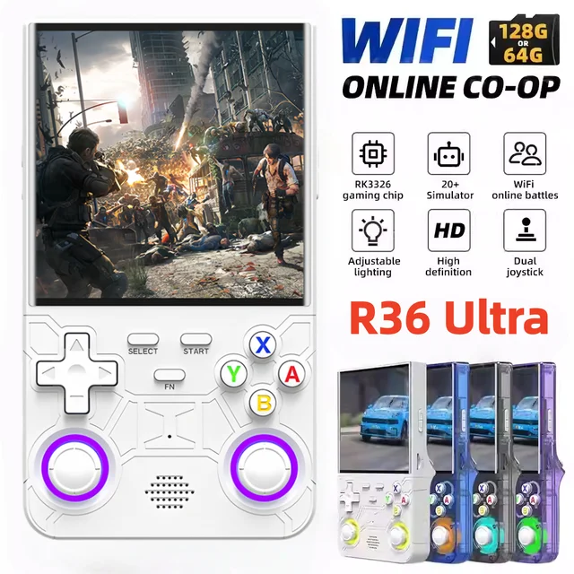 Console de jeu vidéo rétro R36 Ultra Portable, écran IPS de 4.0 pouces, 128 go préchargé, lecteur de poche Portable avec système Linux 1