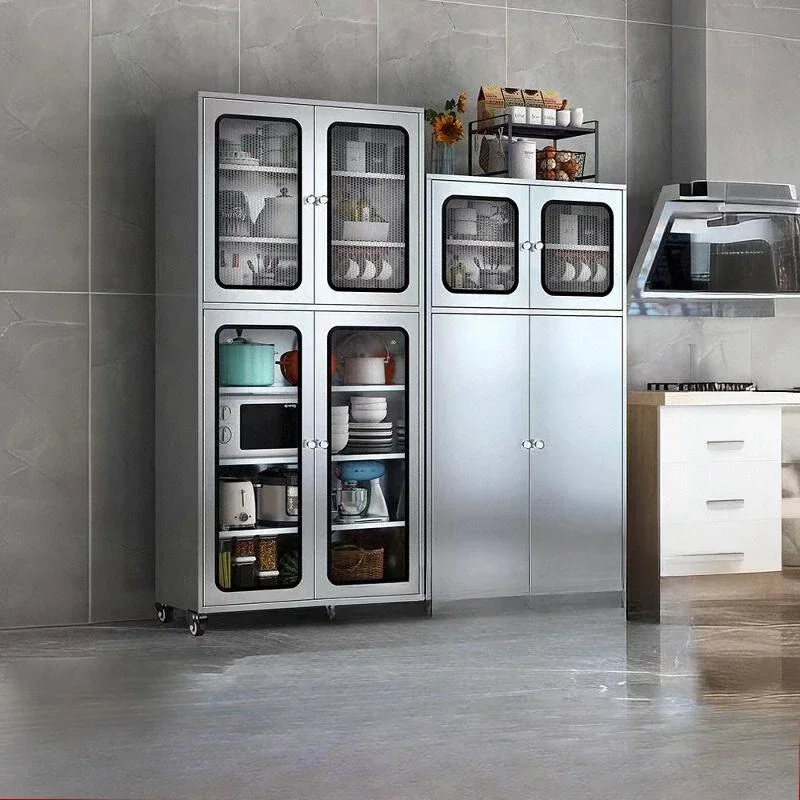 Stainless Steel Kitchen Cabinet Sideboards Locker Household Kitchen Cupboard Restaurant Locker Mesh Door Multi-layer