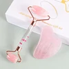 Rodillo facial de jade y Gua Sha natural: Kit Rose Quartz Duo | Emoape