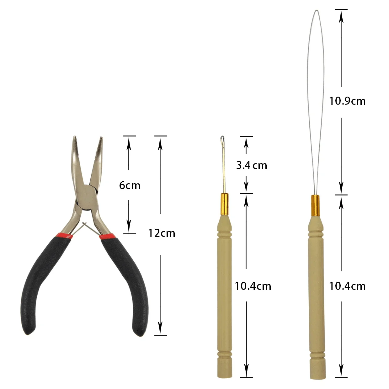 Hair Extensions Tool Kit : 500 Pieces Micro Silicone Hair Beads/Rings I-Tip Pliers Pulling loop Threader Hook Needle