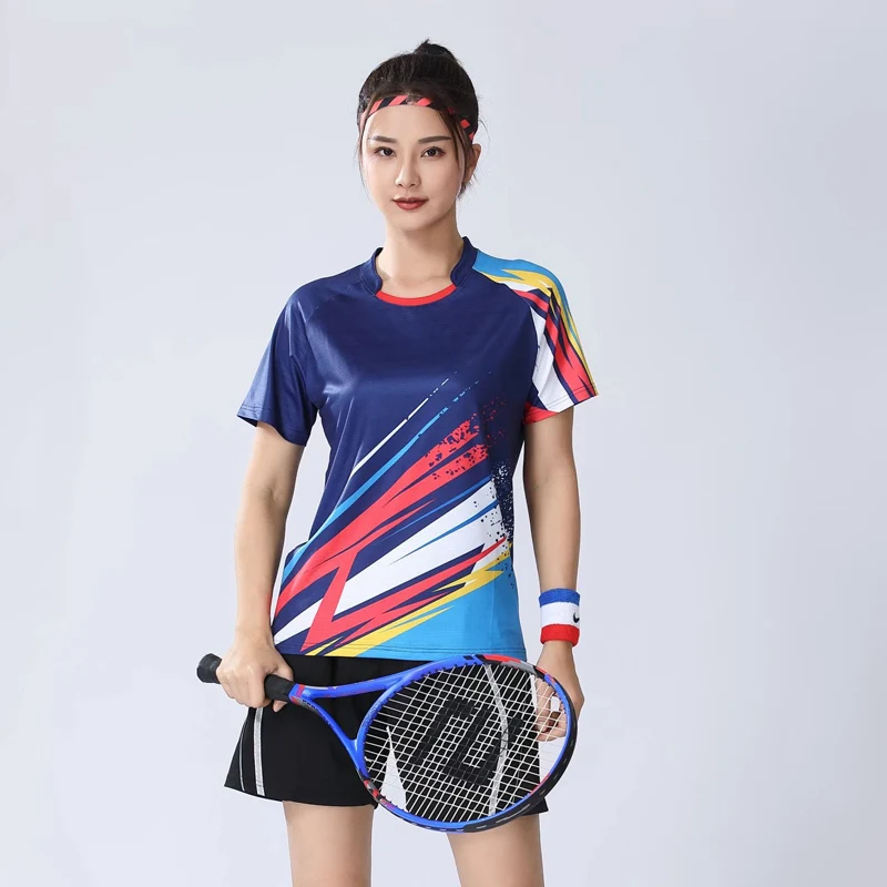 New badminton suit women's shirt running fast drying breathable short sleeved women's match suit table tennis shirt customize
