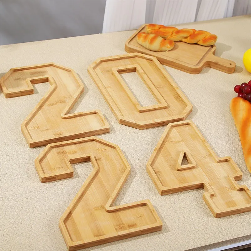 Wooden Digital Tray Home Party Birthday Party Decoration Dessert Plate Fruit Vegetable Cheese Platter Kitchen Cooked Food Plate