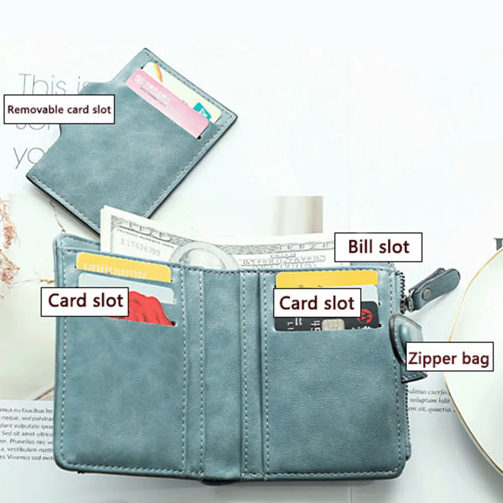 Women Wallet Short 2022new Large Capacity Detachable Card Holder Female Student Folding Coin Purse Card Holder
