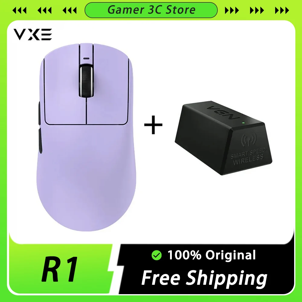 

Беспроводная мышь VGN VXE Dragonfly R1, Скандинавская мышь PAW3395 с датчиком, 52840 FPS, 2 кГц, игровая мышь с интеллектуальной скоростью, с низкой задержкой, для ПК и офиса