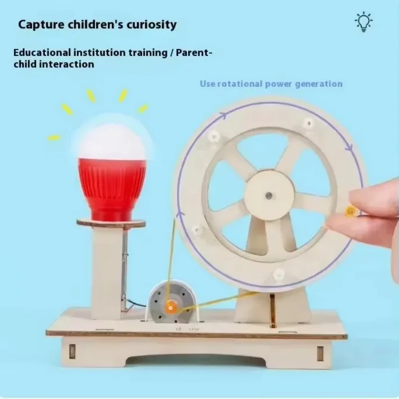 DIY Hand Crank Generator Science Kit - STEM Educational Toy for Kids to Explore Electricity and Renewable Energy
