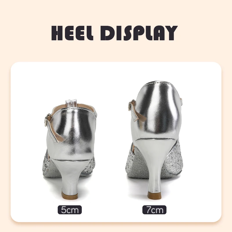 Mid-heel Latin Dance Shoes Women Soft Sole Dance Shoes Sequined Stage Performance Salsa Waltz Chacha Sandals dance shoes