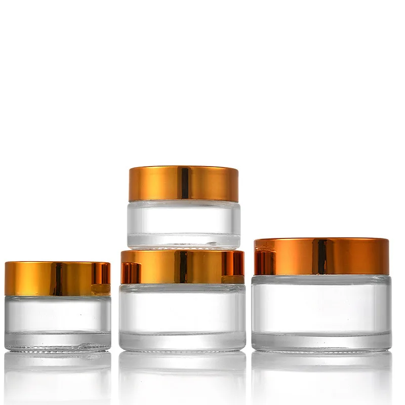 1X 5g 10g 15g 20g 30g 50g 100g glass cream jar cosmetic container cream box bottles gold lid glass bottle storage containers 4