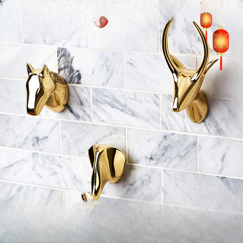 Wall decoration hook deer head wall hanging porch key wall hook creative   painting