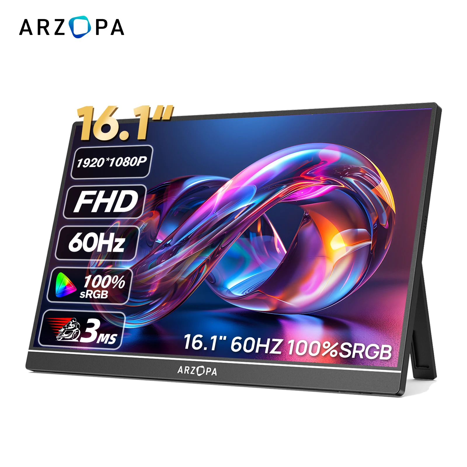 ARZOPA 16.1'' 100% sRGB Portable Monitor FHD1080P IPS Screen