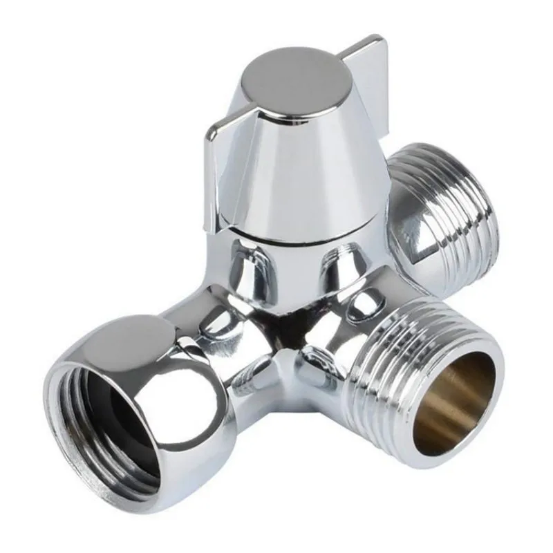 G1/2in 3 Way Diverter Valve T-Adapter Converter For Shower Brass Water Tap Connector Bathroom Faucet Water Separator